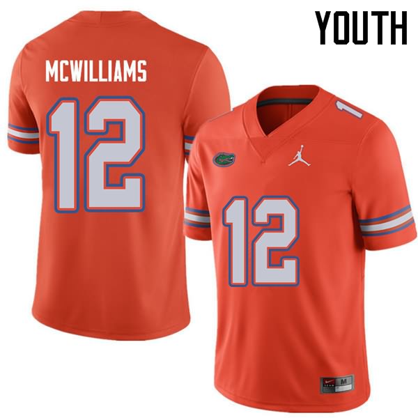 NCAA Florida Gators C.J. McWilliams Youth #12 Jordan Brand Orange Stitched Authentic College Football Jersey BXU6164LC